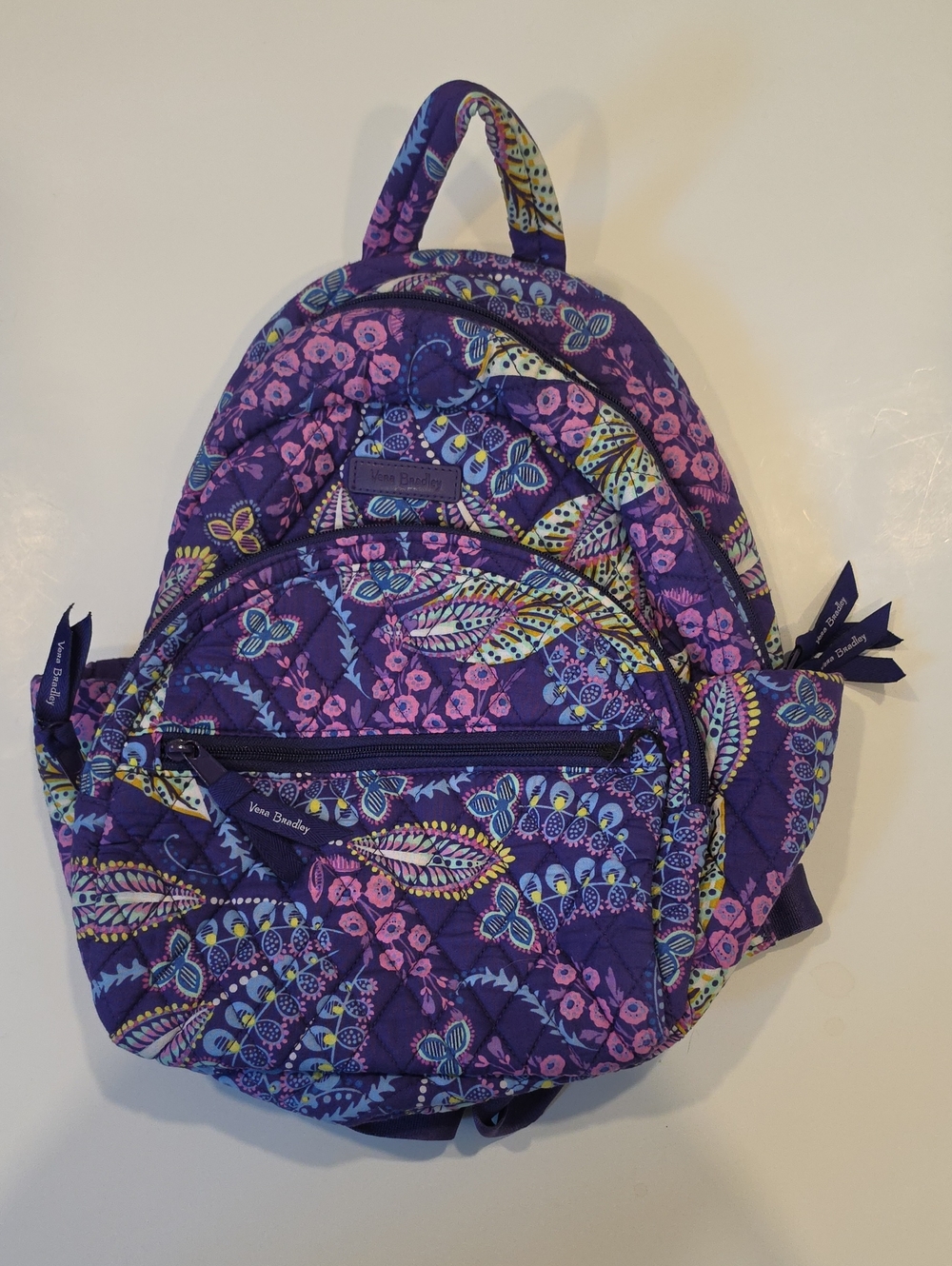 Vera Bradley Purple Quilted Floral Paisley Mini Backpack